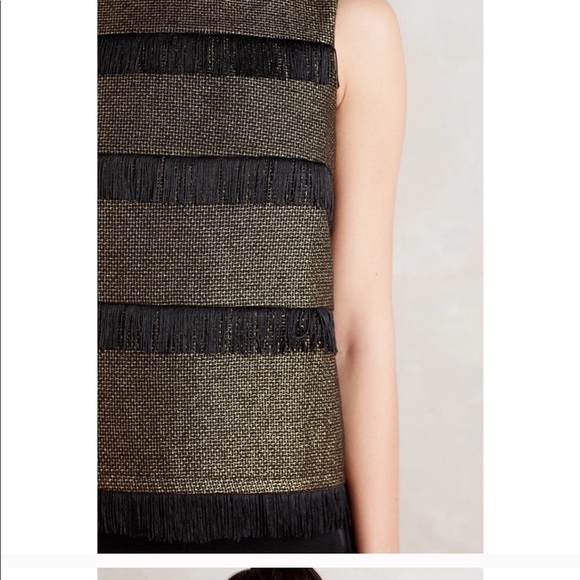 Anthropologie gold and black fringe party top - Picture 2 of 6